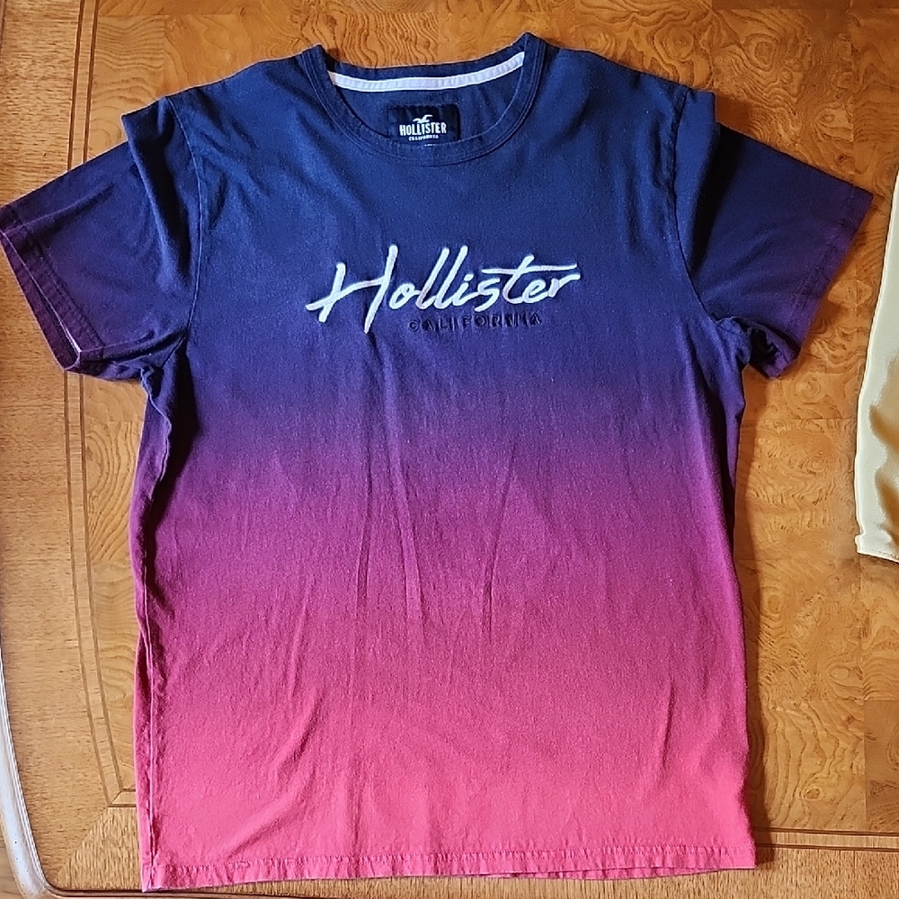 Hollister Ombre Gradient T-Shirt - Blue, Purple and Red